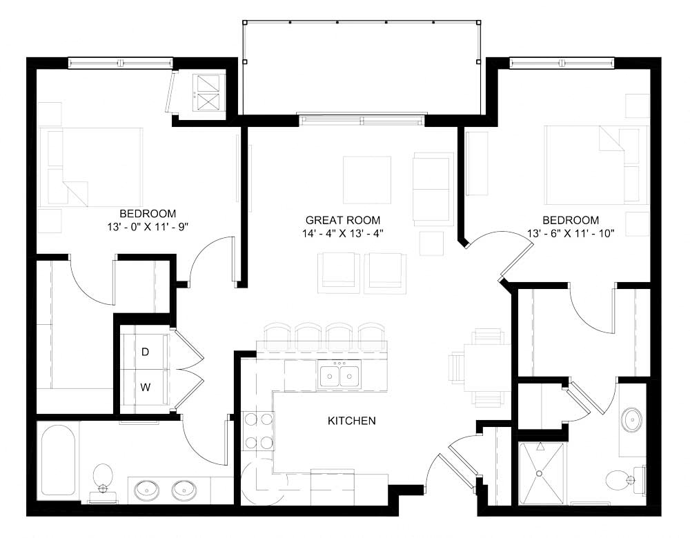 The Windom 2-bedroom floor plan layout